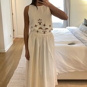 Women’s Ivory Eyelet Skirt & Top Set